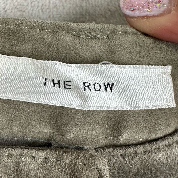 The Row Pants Womens 10 Green 100% Lambskin Suede Straight Pockets High Rise - Picture 8 of 15